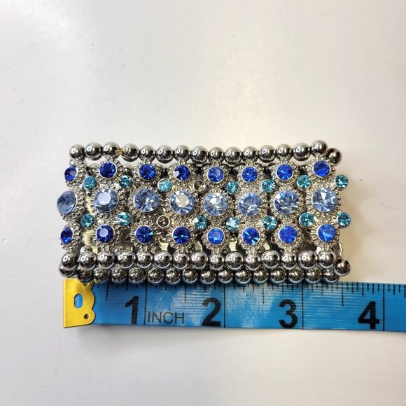Blue Sparkling Crystal Stretch Rhinestone Bracelet - Picture 10 of 11